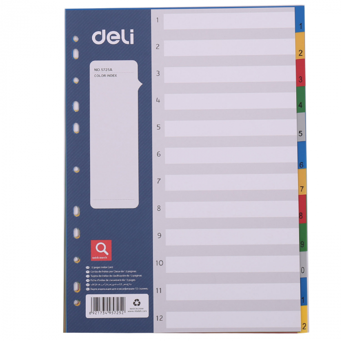 SEPARATOARE INDEX PLASTIC 1-12 COLOR DELI [1]
