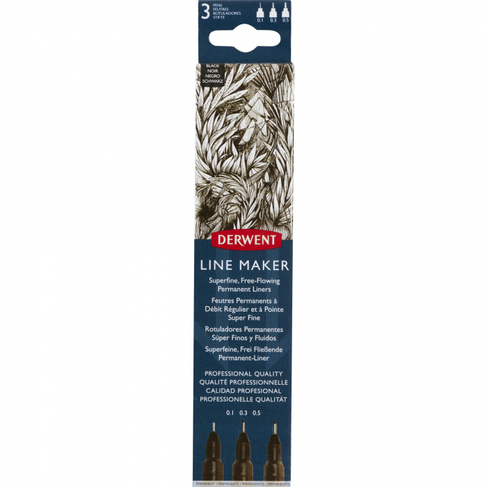 SET 3 BUC LINER GRAFIC PROFESIONAL (0.1/0.3/0.5 MM) NEGRU DERWENT [1]