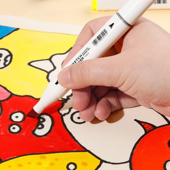 SET 36 MARKERE SKETCHING VARF DUBLU ROTUND 1MM/TESIT 7MM CUTIE PLASTIC COLOR EMOTION DELI [2]