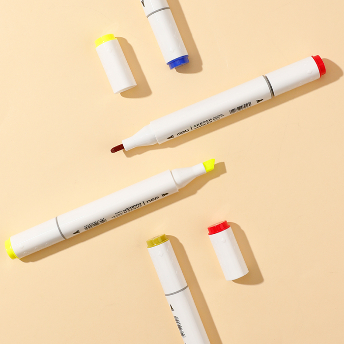 SET 36 MARKERE SKETCHING VARF DUBLU ROTUND 1MM/TESIT 7MM CUTIE PLASTIC COLOR EMOTION DELI [5]