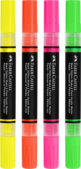 SET 4 MARKERE ACRILICE SHAKE&PAINT CULORI NEON FABER-CASTELL [3]