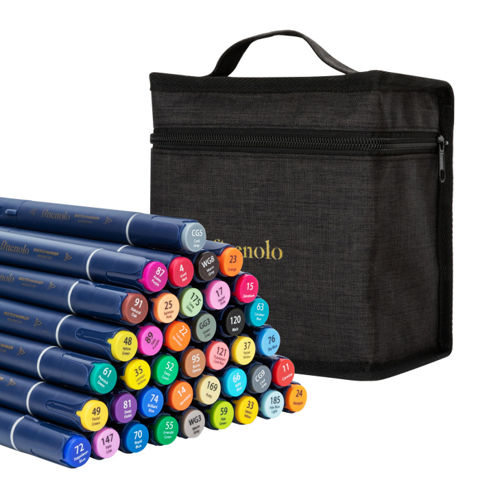 SET 40 MARKERE SKETCHING VARF DUBLU ROTUND/TESIT HUSA TEXTILA DELI [1]