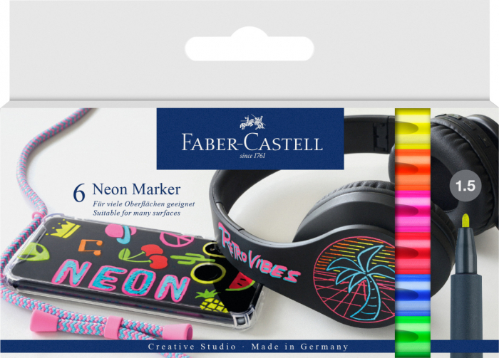 SET 6 BUC MARKER CREATIV NEON FABER-CASTELL [1]