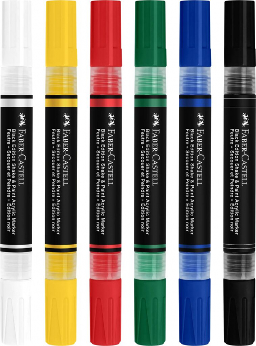SET 6 MARKERE ACRILICE SHAKE&PAINT CULORI CLASICE FABER-CASTELL [3]