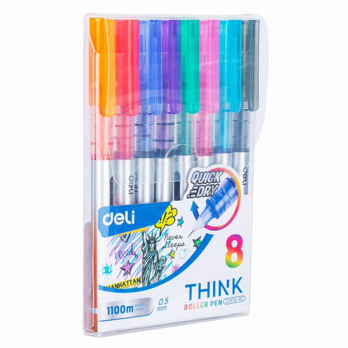 SET 8 BUC ROLLERE FREE INK 0.5MM DIV CULORI DELI [2]