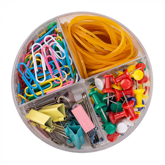 SET ACCESORII BIROU (AGRAFE, ELASTICE, CLIPSURI, ACE) DELI [2]