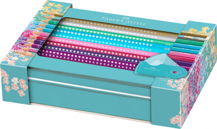 SET CADOU 20 CREIOANE COLORATE SPARKLE + ASC. SLEEVE FABER-CASTE [2]