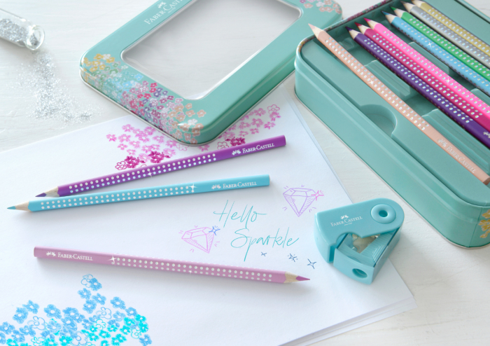 SET CADOU 20 CREIOANE COLORATE SPARKLE + ASC. SLEEVE FABER-CASTE [4]