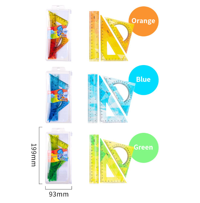 SET GEOMETRIE 3 PIESE FLEXIBIL COLOR (RIG.15, ECH.13CM, ECH.13CM) DELI [2]