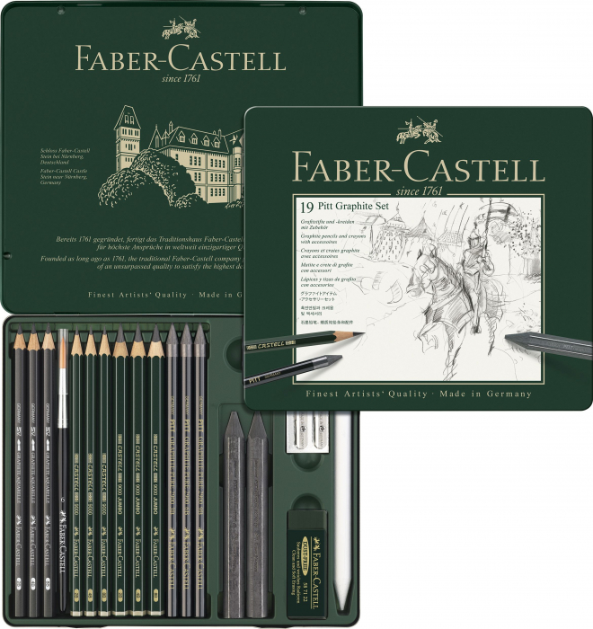 SET PITT MONOCHROME GRAFIT 19 BUC FABER-CASTELL [2]