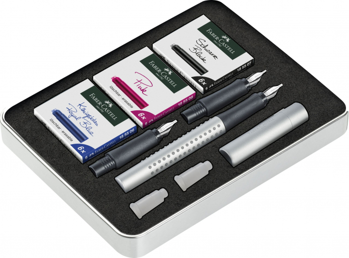 SET STILOU CALIGRAFIC GRIP 2011 ARGINTIU FABER-CASTELL [1]