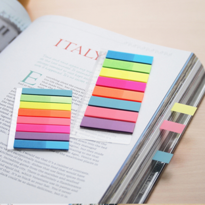 Stick index plastic transparent color 45 x 8 mm, 8 x 20 file/set, Stick"n - 8 culori neon [2]