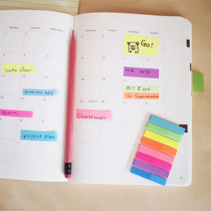 Stick index plastic transparent color 45 x 8 mm, 8 x 20 file/set, Stick"n - 8 culori neon [4]
