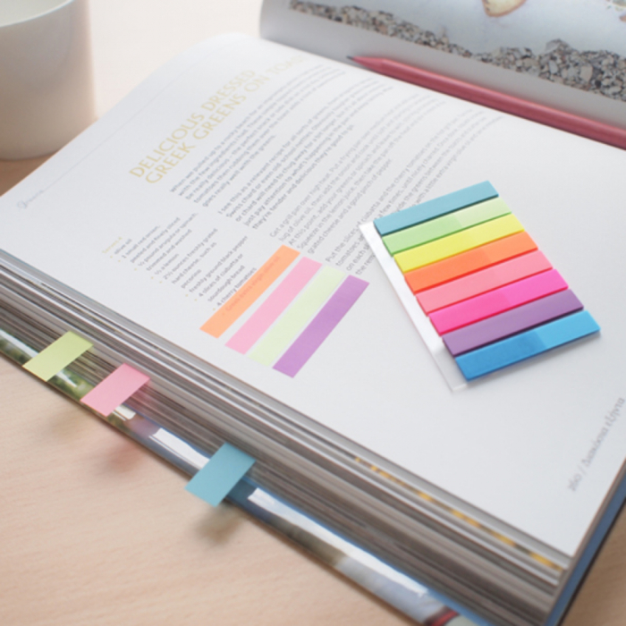 Stick index plastic transparent color 45 x 8 mm, 8 x 20 file/set, Stick"n - 8 culori neon [5]