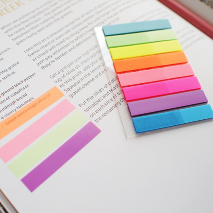 Stick index plastic transparent color 45 x 8 mm, 8 x 20 file/set, Stick"n - 8 culori neon [3]