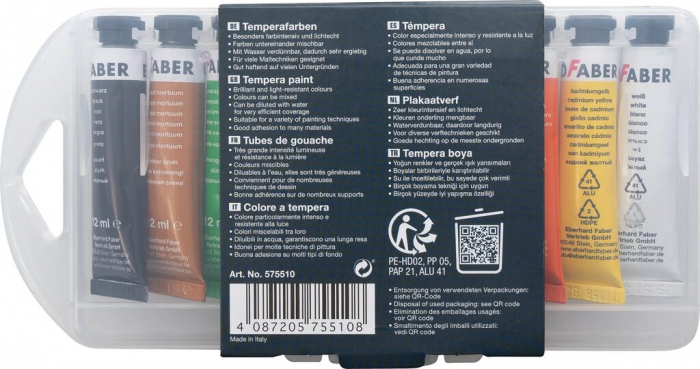 TEMPERA 10 CULORI 12 ML CUT PLASTIC EBERHARD FABER [5]
