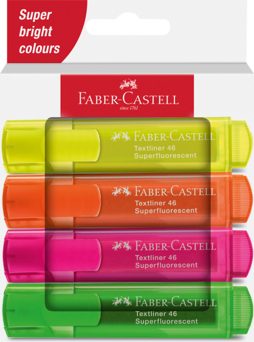 TEXTMARKER SET 4 CARTON SUPERFLUORESCENT 1546 2024 FABER-CASTELL [1]