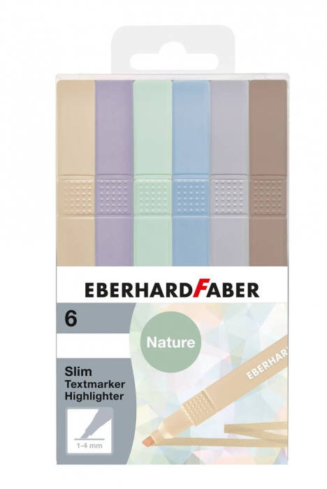 TEXTMARKER SLIM PATRAT SET 6 BUC NUANTE NATURALE EBERHARD FABER [1]