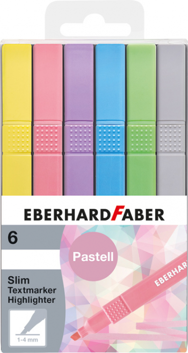 TEXTMARKER SLIM PATRAT SET 6 BUC PASTEL EBERHARD FABER [1]
