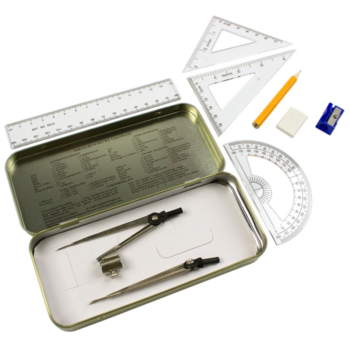 Trusa geometrie 9 piese, cutie metal [2]