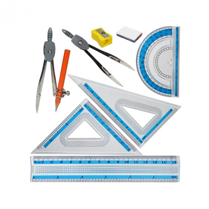 Trusa geometrie cutie metal 9 piese - NEBO [3]