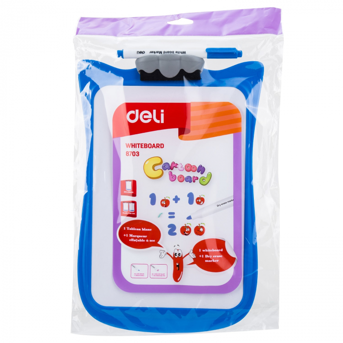 WHITEBOARD SCOLAR CU RAMA PLASTIC 30*21CM DELI [4]