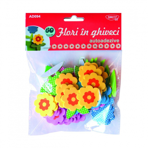 Produse si rechizite scolare - ACCESORII CRAFT - AD094 FLORI IN GHIVECI SPUMA AA
