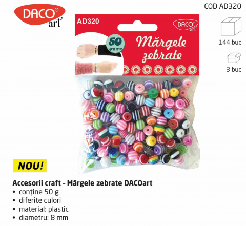 Produse si rechizite scolare - ACCESORII CRAFT - AD320 MARGELE ZEBRATE DACO