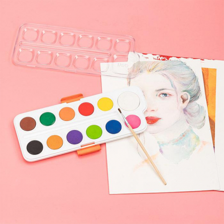 ACUARELE 12 CULORI 28MM + PENSULA DELI [2]