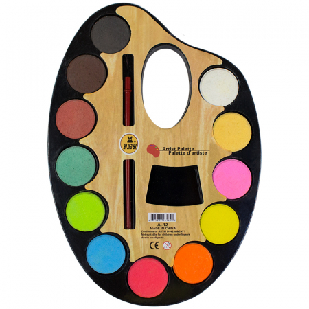 Produse si rechizite scolare - Acuarele 12 culori "artist", paleta medie cu pensula