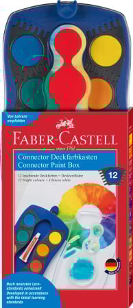 Acuarele, guase, tempera si pensule - ACUARELE 12 CULORI CONNECTOR ALBASTRE FABER-CASTELL