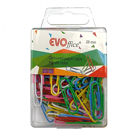 Agrafe de birou - Agrafe color 28mm 100 buc/cutie plastic