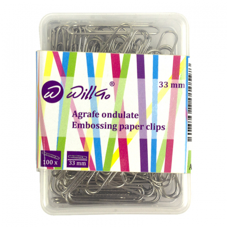 Agrafe de birou - Agrafe ondulate 33 mm 100 buc/cutie plastic Willgo