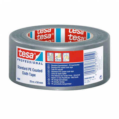 Accesorii de birou - BANDA ADEZIVA TEXTILA ARGINTIE 25M 50MM TESA