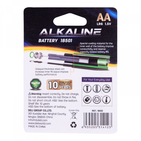 BATERII R6(AA) ALCALINE 4 BUC/SET DELI [1]