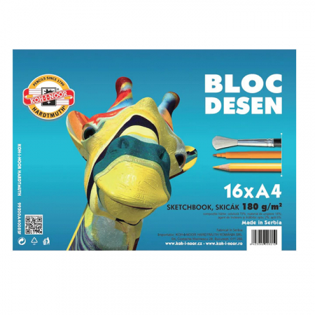 Caiete si blocuri pentru desen - BLOC DESEN A4 180G 16 COLI KOH-I-NOOR