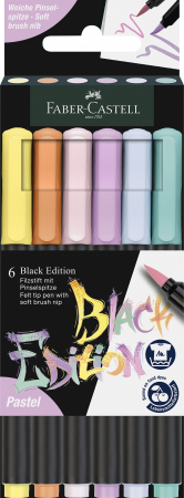Instrumente de scris - BRUSH PENS BLACK EDITION SET 6 CULORI PASTEL FABER-CASTELL