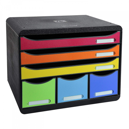 Accesorii de birou - CABINET 6 SERTARE MAXI NEGRU/MULTICOLOR EXACOMPTA