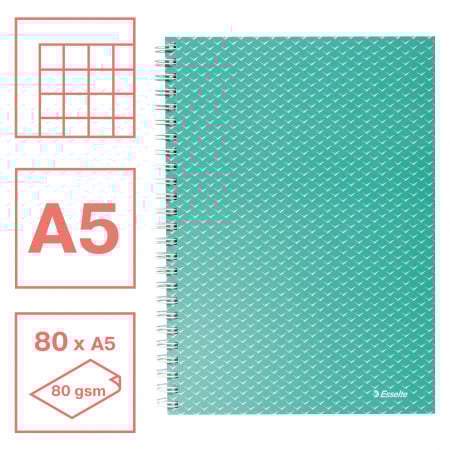 CAIET BIROU SPIRA A5 80 FILE ARITMETICA VERDE COPERTA CARTON COLOUR'BREEZE ESSELTE [1]