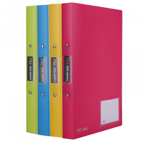 Organizare si arhivare - CAIET MECANIC A4 2 INELE 25/30 MM COPERTA FLEXIBILA CU BUZUNAR CULORI NEON DELI