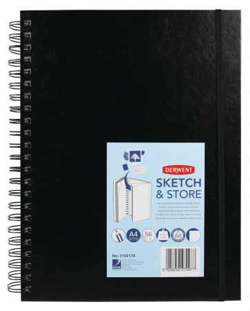 Produse si rechizite scolare - CAIET SPIRA PENTRU SCHITE SI DESEN A4 56 FILE 165G CU MAPA PROFESSIONAL DERWENT