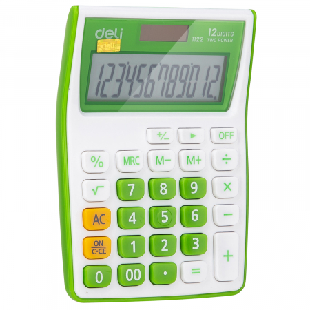 CALCULATOR BUZUNAR 12DIG ALB-VERDE 1122 DELI [1]