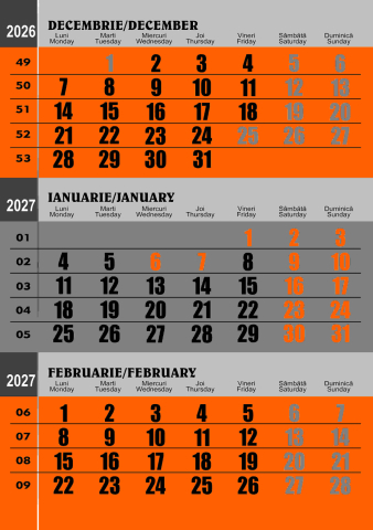 Calendare triptice - Calendar de perete A3 CLASIC
