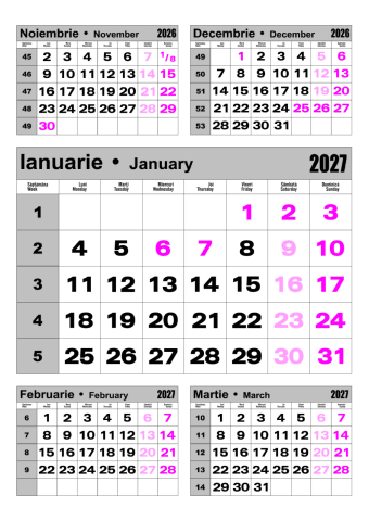 Calendare triptice - Calendar de perete  A3 triptic