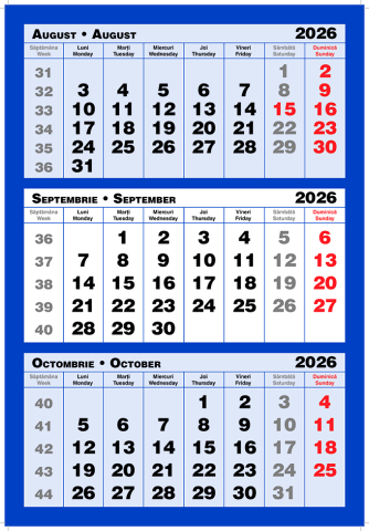 Calendare triptice - Calendar de perete Triptic 3 culori albastru, CT