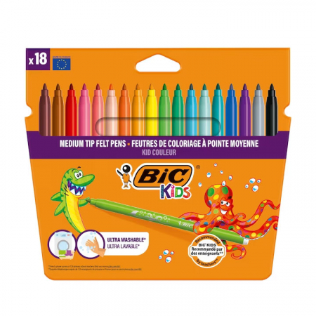 Produse si rechizite scolare - CARIOCA 18 CULORI ULTRALAVABILE KID COULEUR BIC