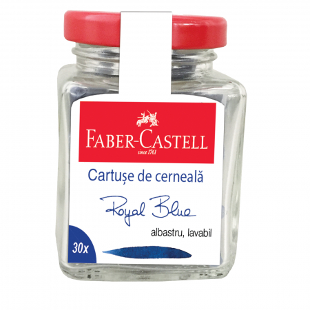 Cerneala si rezerva pentru stilou - CARTUSE CERNEALA MICI ALBASTRE 30 BUC/BORCAN FABER-CASTELL