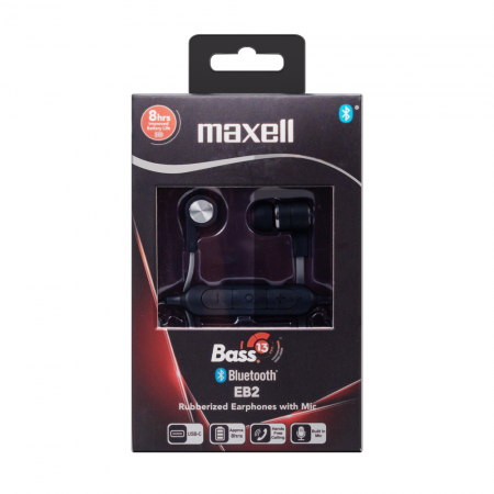 CASTI FARA FIR BLUETOOTH CU MICROFON BASS-13 NEGRE MAXELL [1]