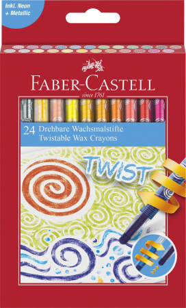 Creioane cerate - CREIOANE CERATE RETRACTABILE 24 CULORI FABER-CASTELL