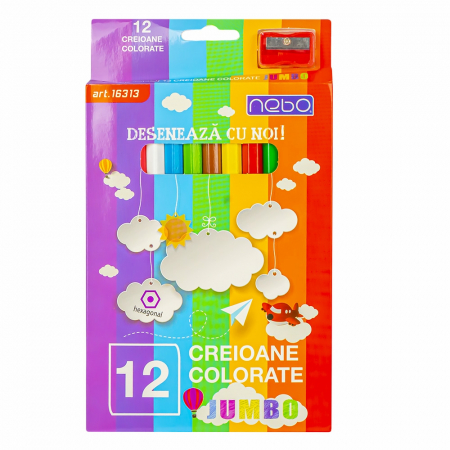 Produse si rechizite scolare - Creioane Color, Jumbo, 12 Culori/Set - S-COOL